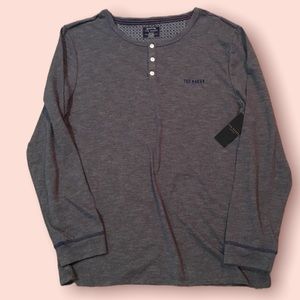 Ted Baker London Mens Gray Henley Long Sleeve Tee